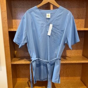 Jonano Eco Scrubs Organic Cotton Light Blue V-Neck Top Women’s XL